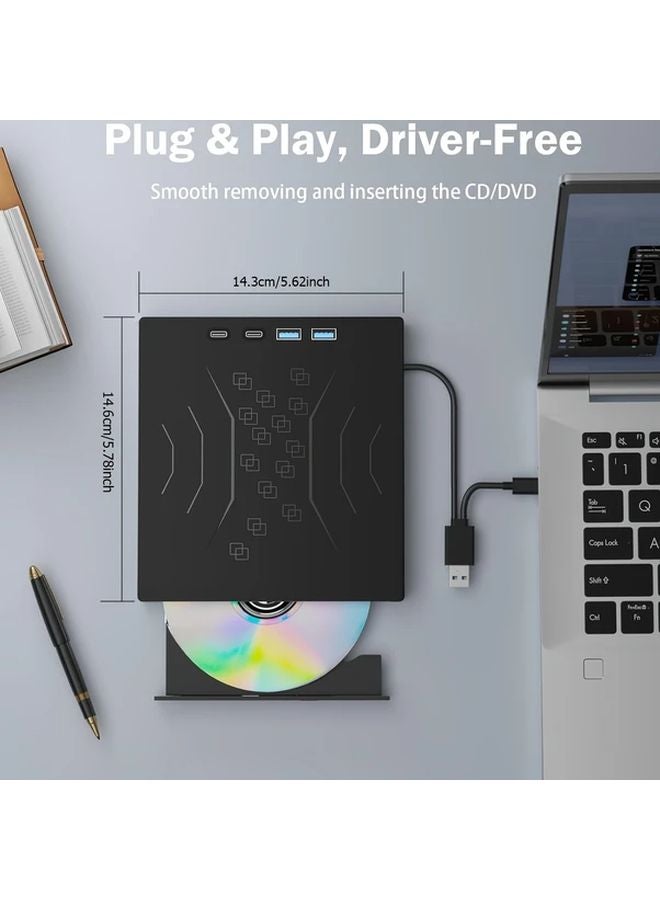 7 In 2 External DVD Drive USB 3 0 Type C Portable CD DVD Burner For Windows Mac PC Laptop - Image 2